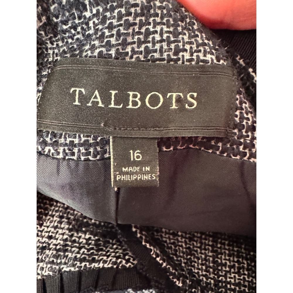 Talbots Women's Tweed Blazer Jacket Navy Blue Gray Plaid Petite Size 16 - Picture 8 of 10